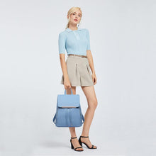 Damen Kunstleder Rolltop Rucksack Tunnelzug Cityrucksack