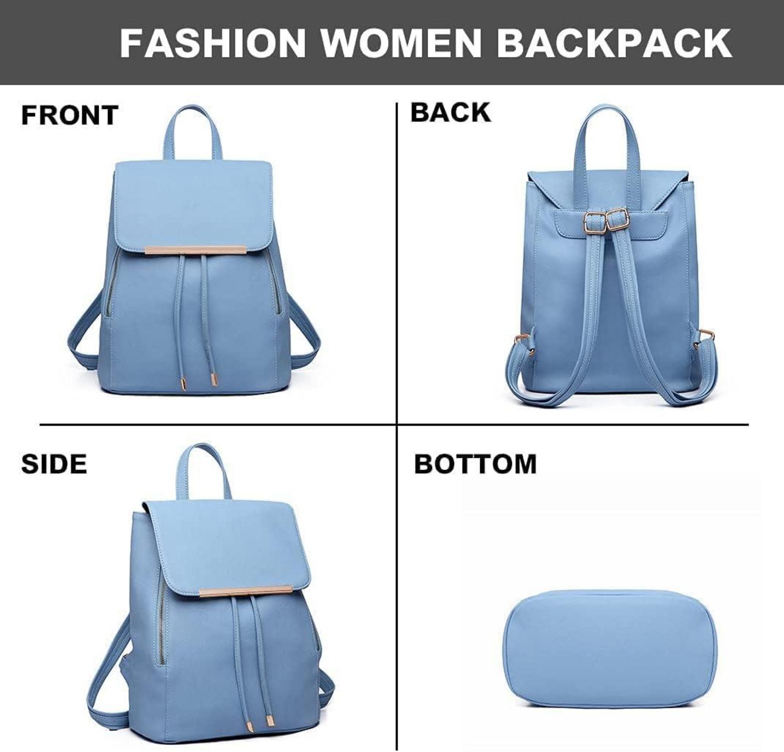 Damen Kunstleder Rolltop Rucksack Tunnelzug Cityrucksack