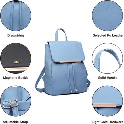 Miss Lulu Damen Rolltop Rucksack Kunstleder Tunnelzug Cityrucksack