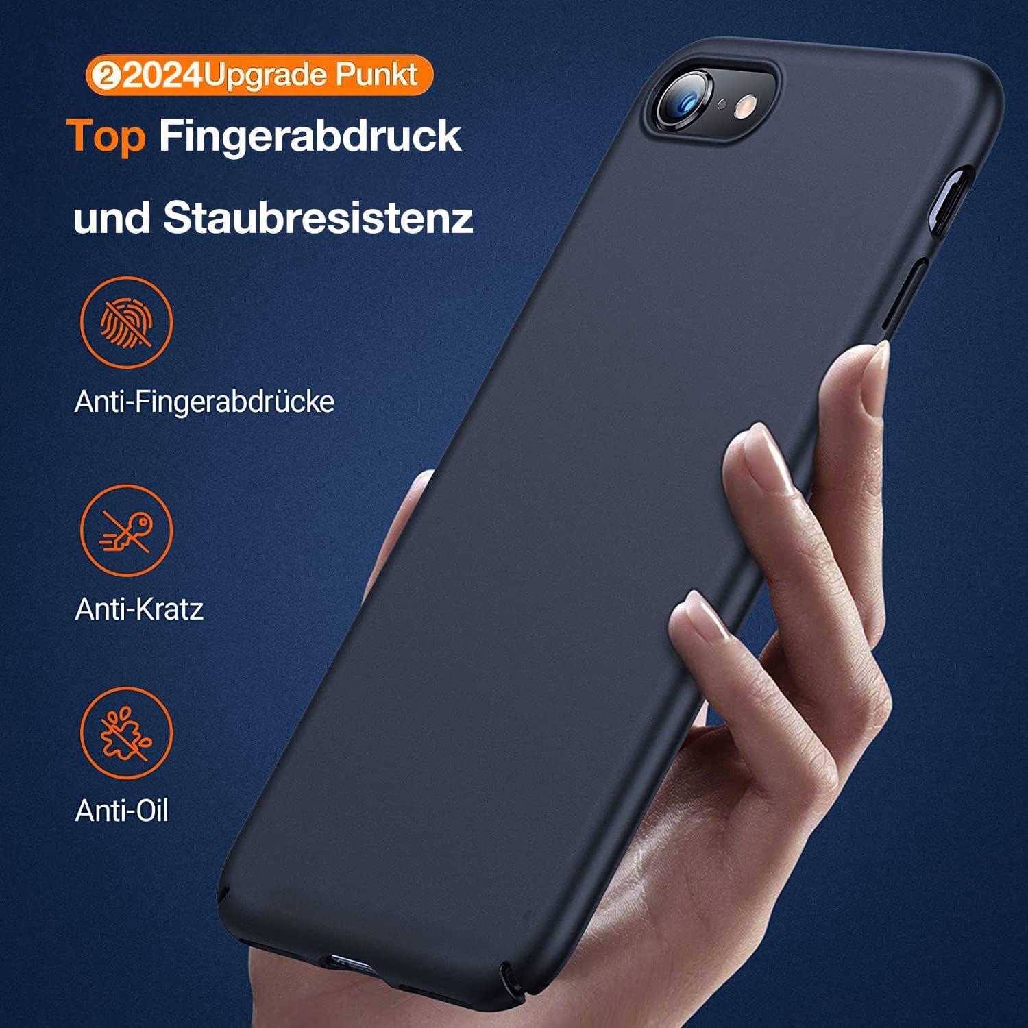 iPhone SE 2020 Hülle Schwarz Rundum-Schutz 9H Displayschutz-Glas