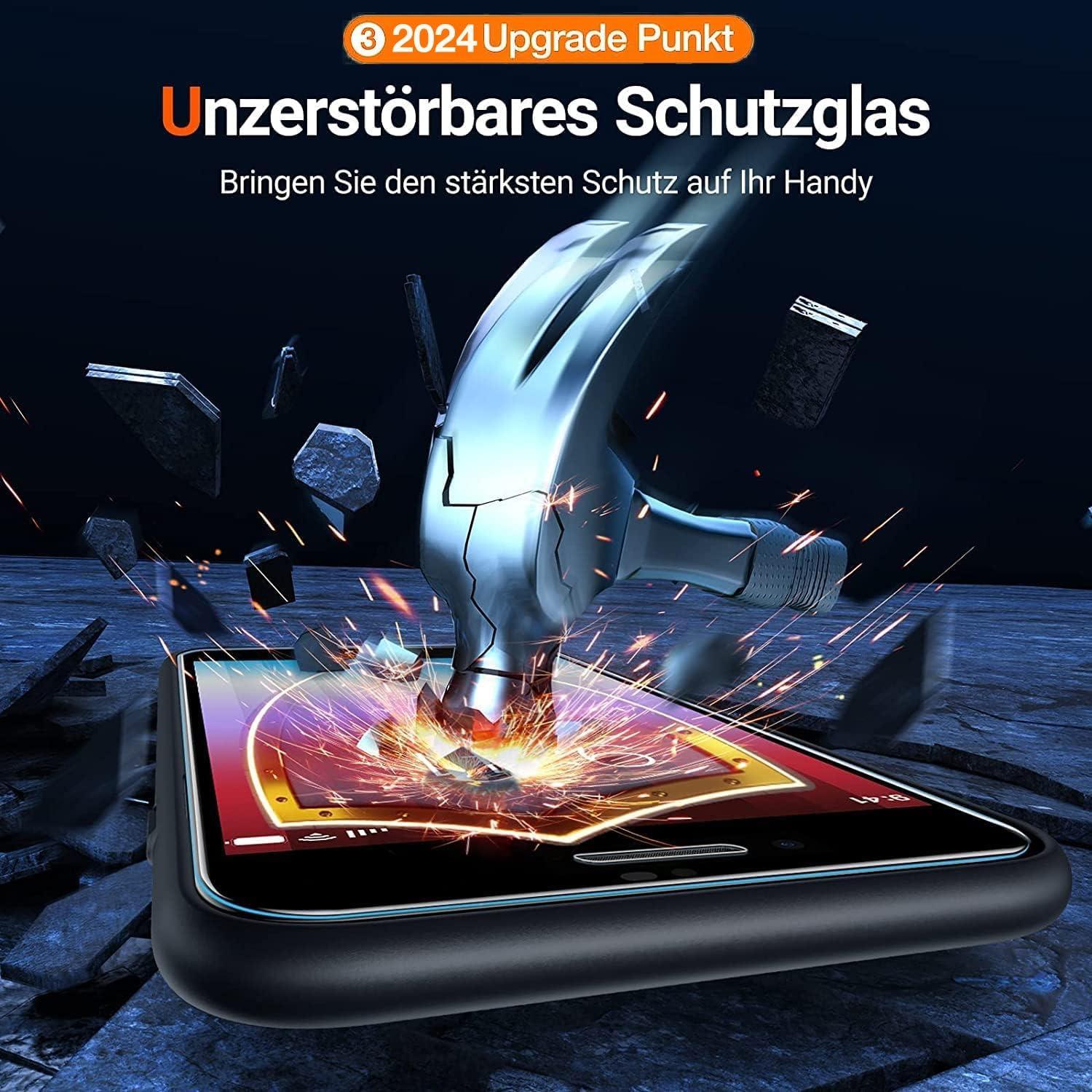 TORRAS iPhone SE 2022 Hülle Schwarz mit 9H Displayschutz-Glas