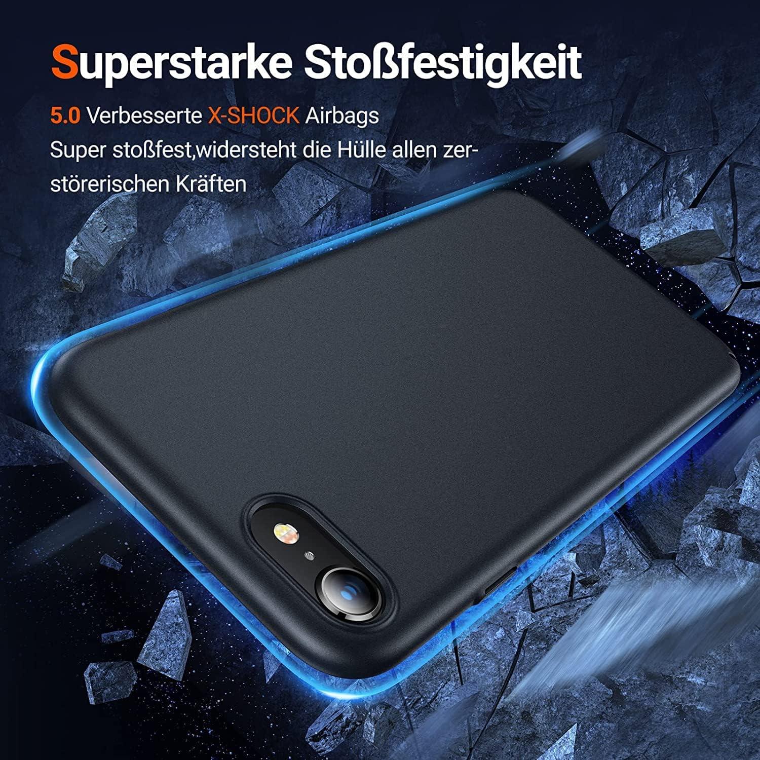 TORRAS iPhone SE 2020/2022 Hülle Schwarz Dünn 9H Displayschutz Rundum-Schutz