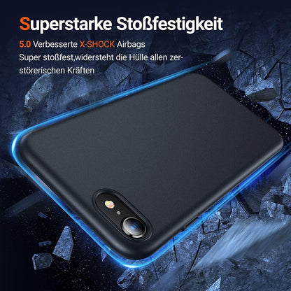 TORRAS iPhone SE 2020/2022 Hülle Schwarz Dünn 9H Displayschutz Rundum-Schutz
