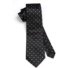 Extra lange Tupfen Krawatte Taschentuch Set Schwarz