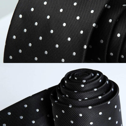 Extra lange Tupfen Krawatte Taschentuch Set Schwarz