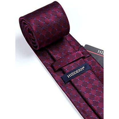 Extra Lange Check Krawatte Taschentuch Set Blau Herren