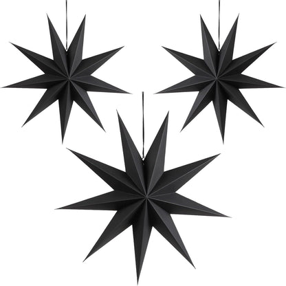 Papier Stern Schwarz 3er Set 30cm Faltsterne Weihnachtsstern
