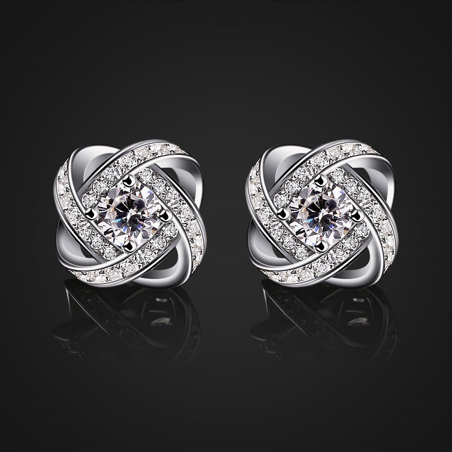 B.Catcher Ohrringe Damen 925 Silber Zirkonia Twist-Würfel