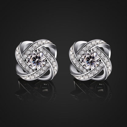 B.Catcher Ohrringe Damen 925 Silber Zirkonia Twist-Würfel