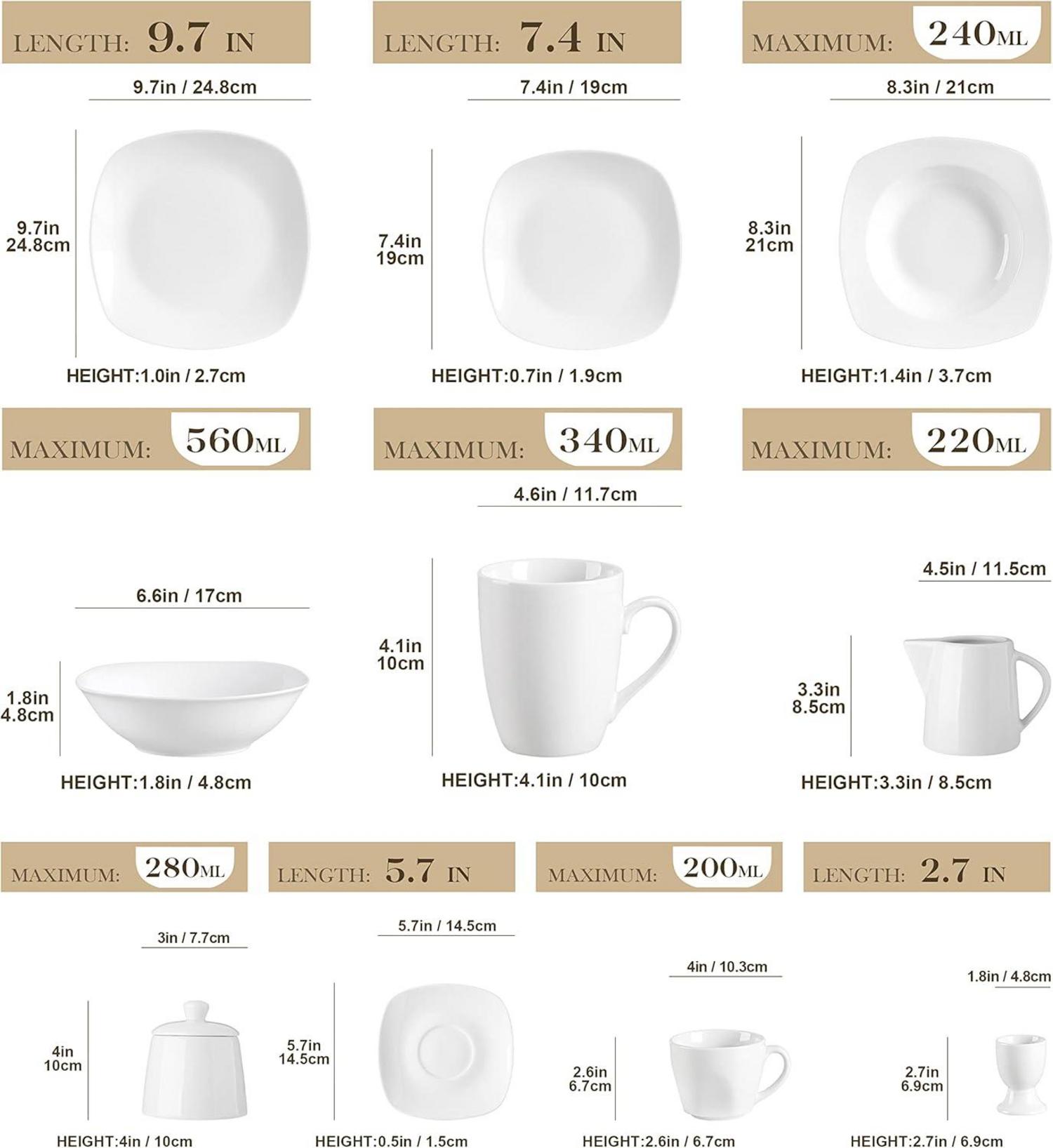 Porzellan Tafelservice Elisa 50-teilig Grauweiß für 6