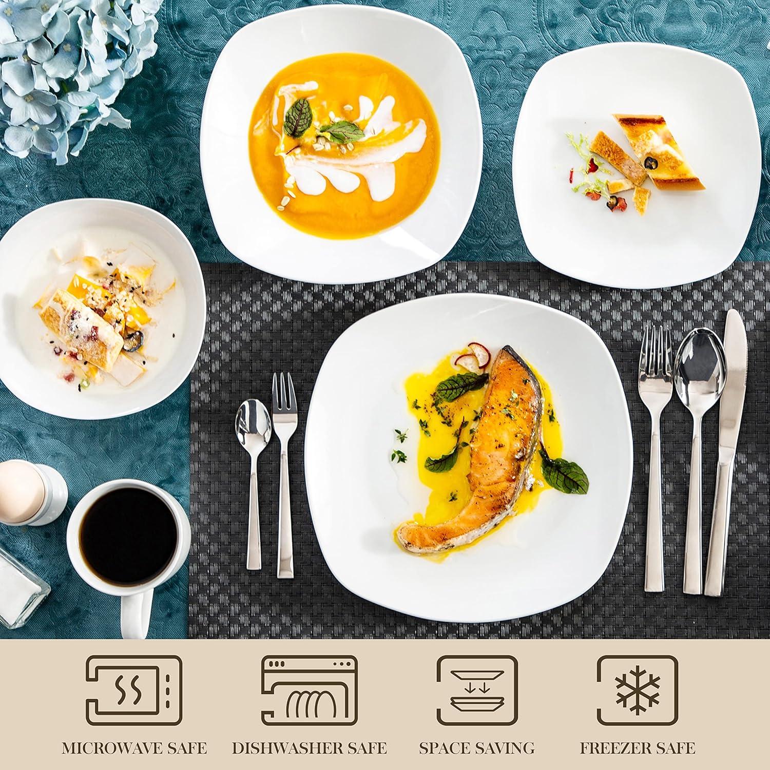 Porzellan Tafelservice Set Elisa 50-teilig Grauweiß, 6 Personen