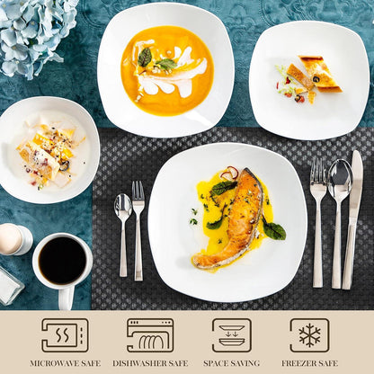 Porzellan Tafelservice Set Elisa 50-teilig Grauweiß, 6 Personen