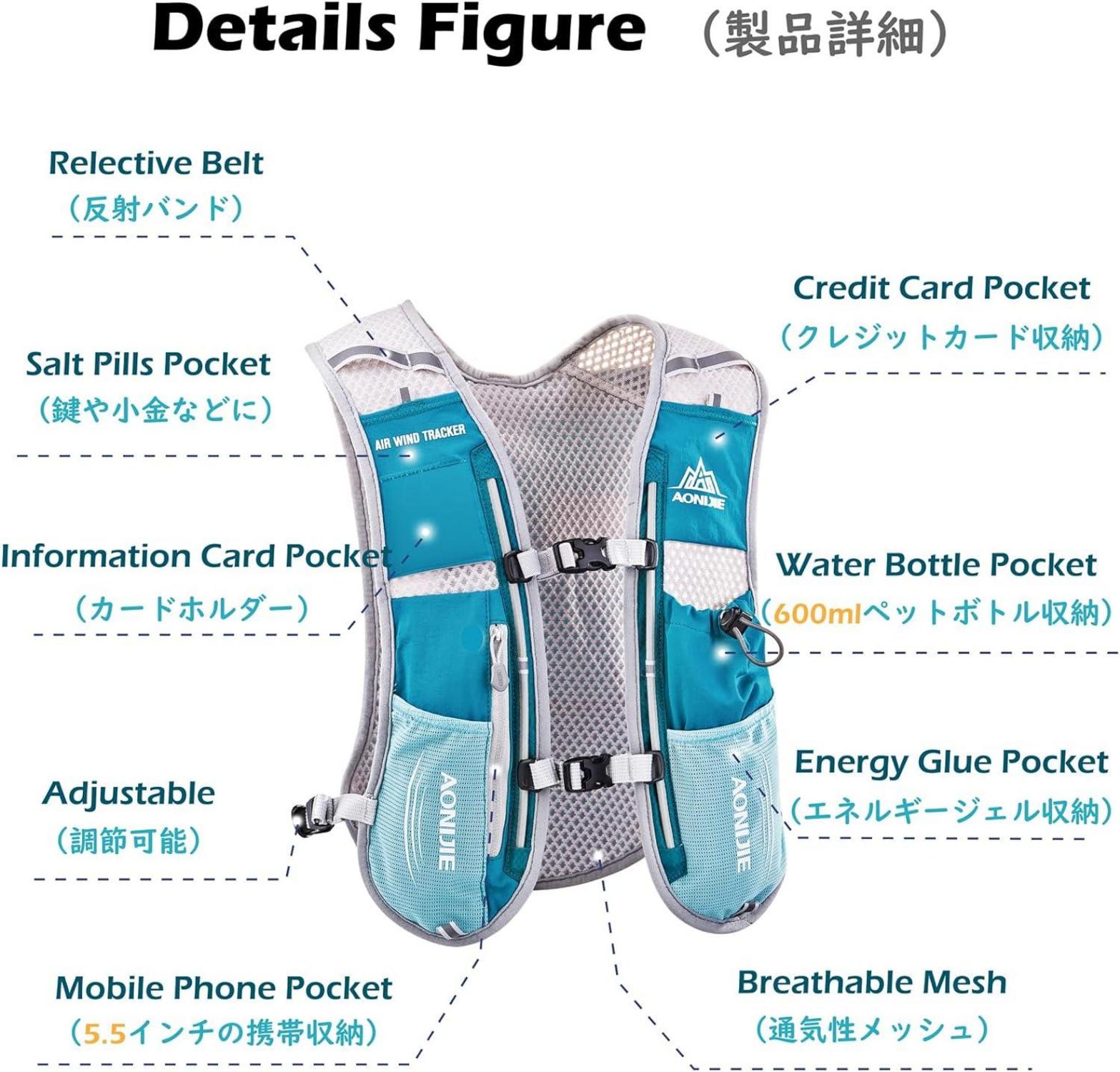 Ultraleichter Trinkrucksack Trail Run Hydration Pack Blau 5L