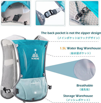 Ultraleichter Trinkrucksack 5L Blau für Laufen, Camping, Wandern