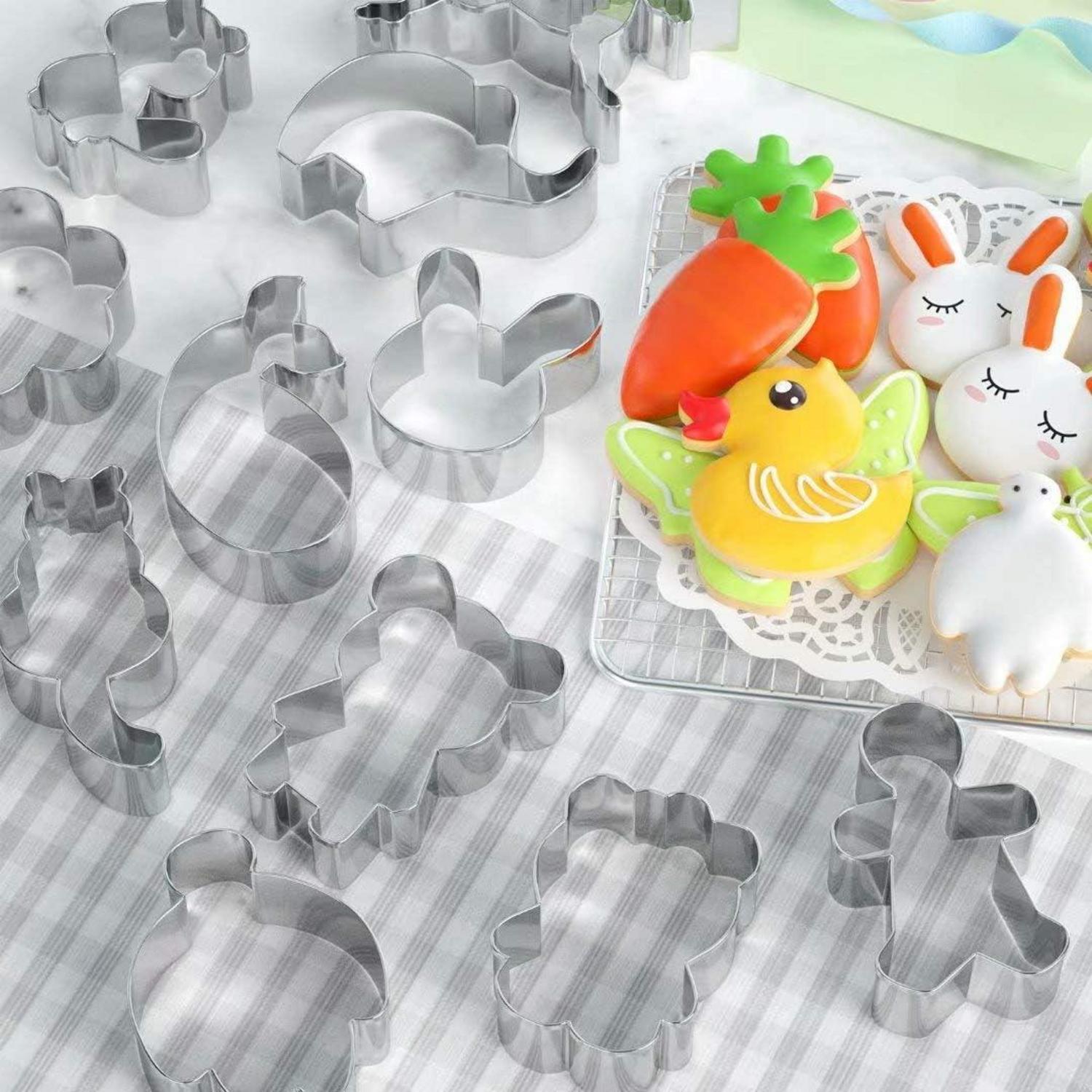 Joyoldelf Ausstechformen Set 30-teilig Edelstahl Keks Backen Fondant Silber