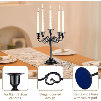 Aluminium Kerzenständer Schwarz Glänzend 5-armig 11*27cm