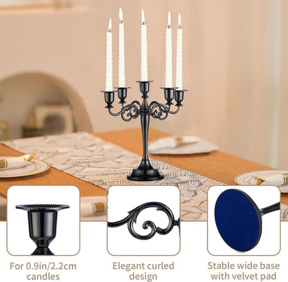 Aluminum Kerzenständer 5-armig Schwarz für Hochzeit Tisch Deko