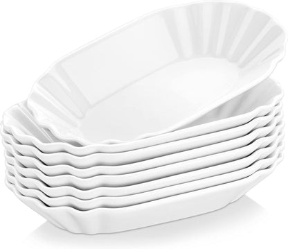 Pommesschalen Set Porzellan 8-tlg. CremeWeiß Servierteller 19,5x12x3,5