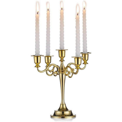 Aluminum Kerzenständer 5-armig Gold für Hochzeit Esstisch