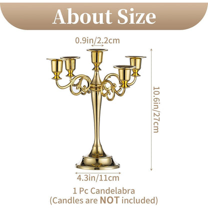 Aluminum Kerzenständer 5-armig Gold für Hochzeit Esstisch