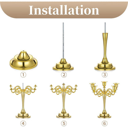 Aluminum Kerzenständer 5-armig Gold für Hochzeit Esstisch