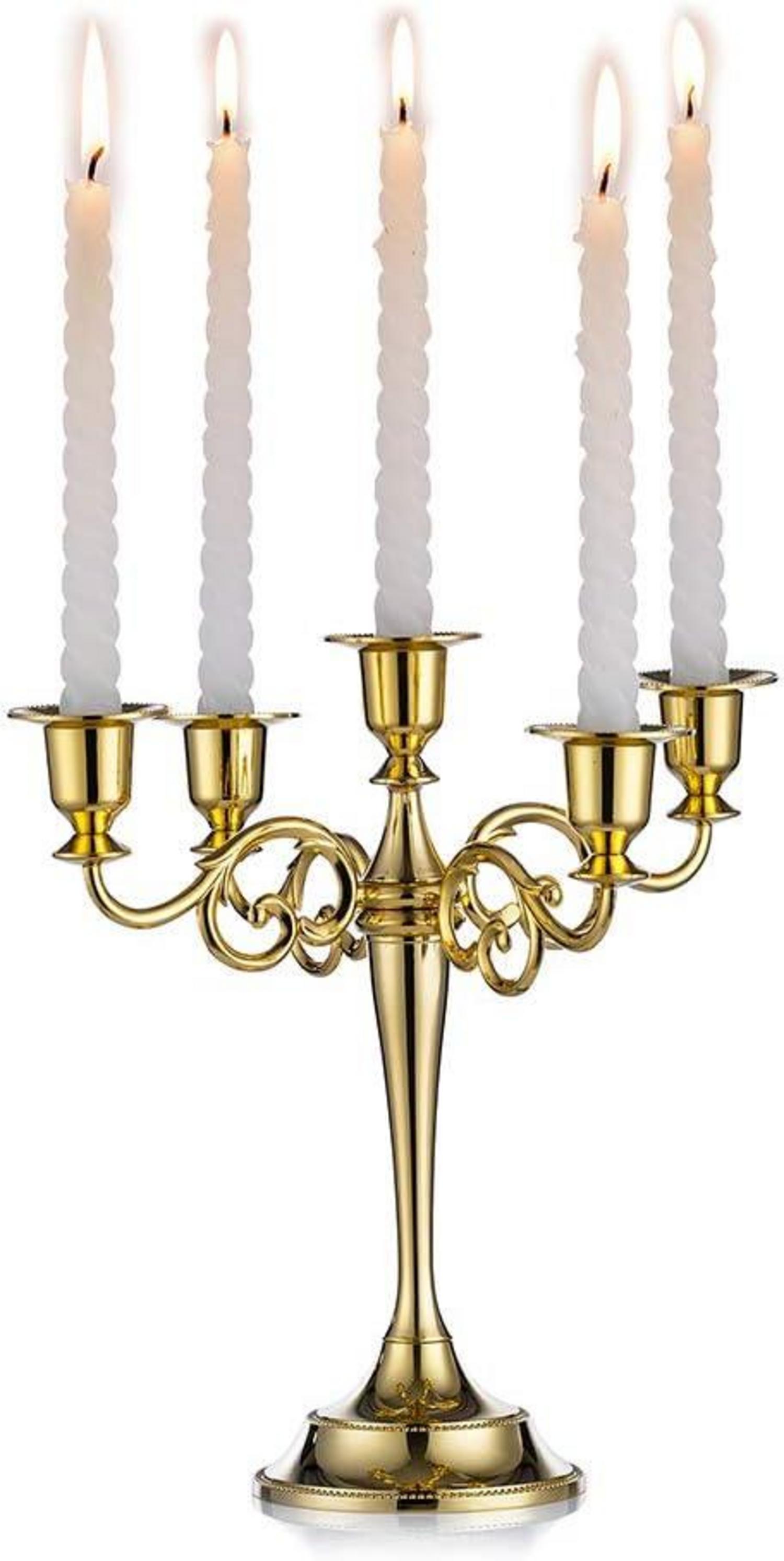 Kerzenständer Aluminium 5-armig Gold für Esstisch und Dekoration
