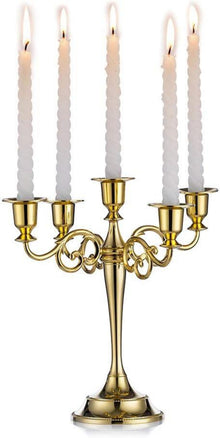 Kerzenständer Aluminium 5-armig Gold für Esstisch und Dekoration