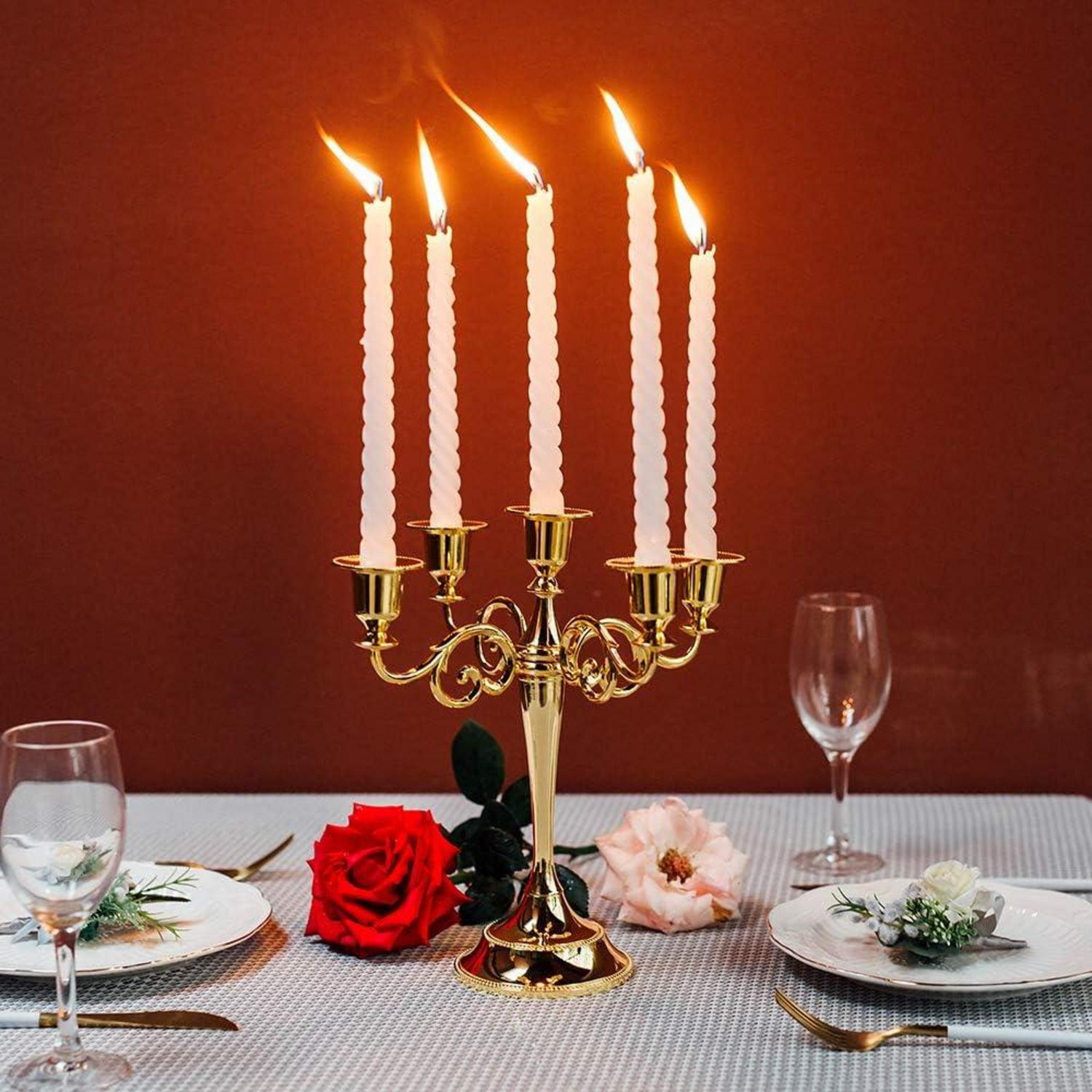 Aluminum Kerzenständer 5-armig Gold für Hochzeit Esstisch