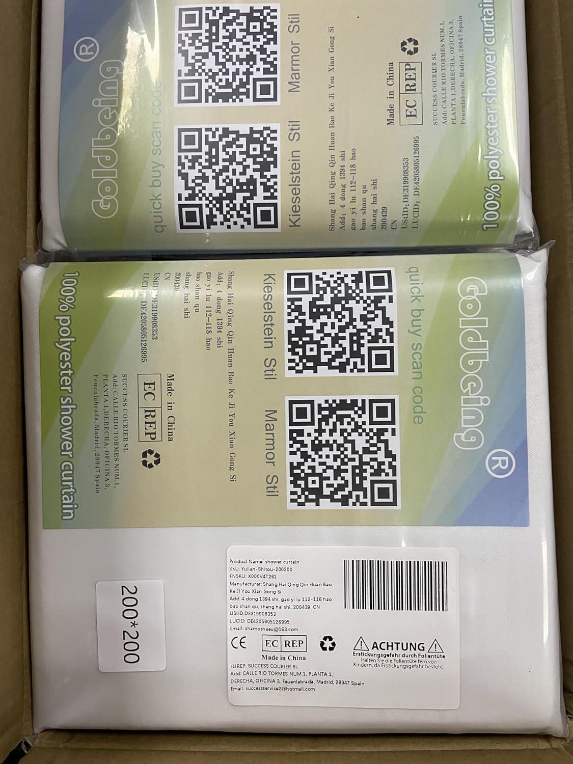 Goldbeing Duschvorhang 200x200 Textil Grau Wasserabweisend mit 12 Duschvorhangringen