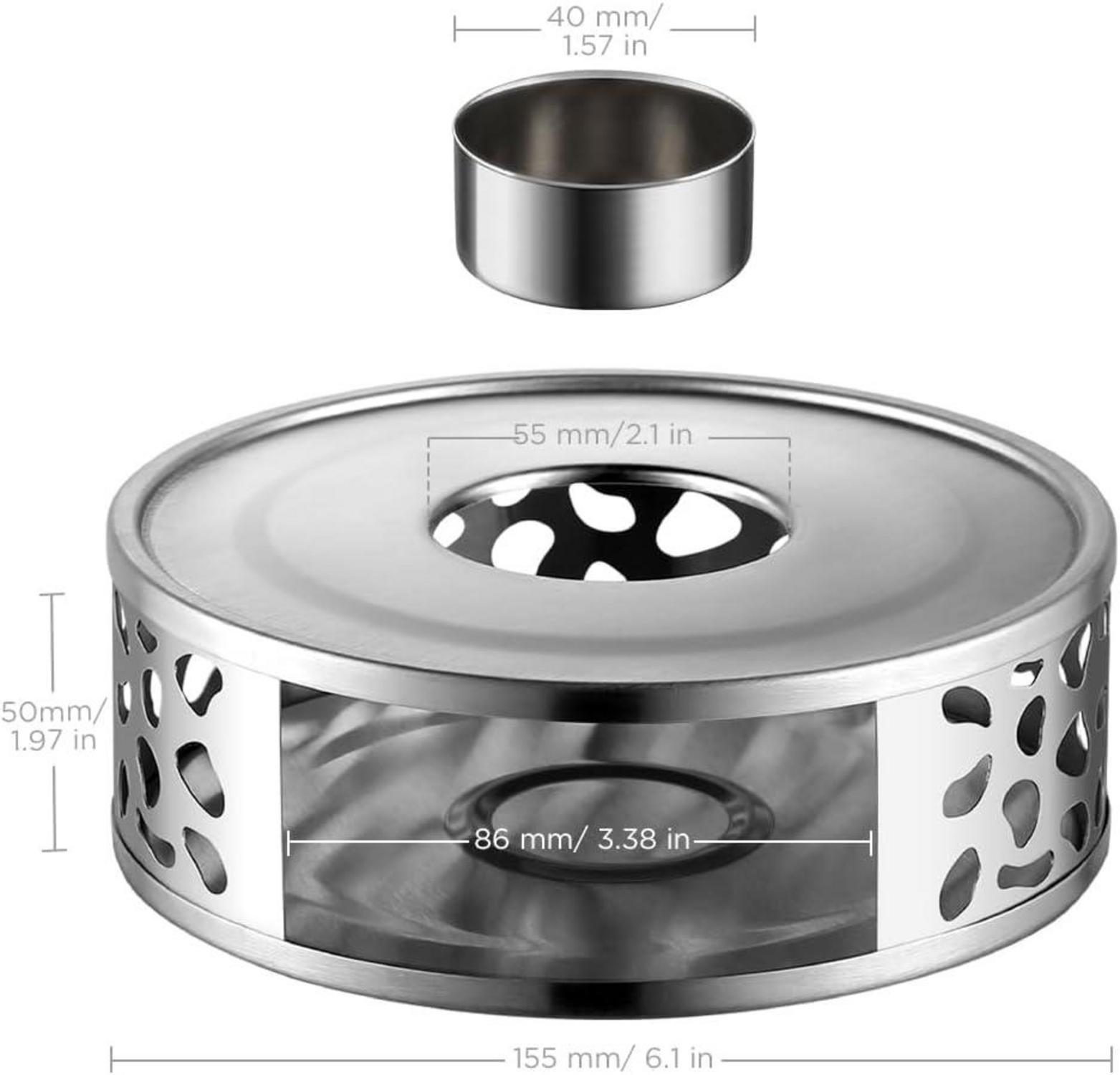 Stövchen Teewärmer Kaffeewärmer Edelstahl Teelichthalter Silber