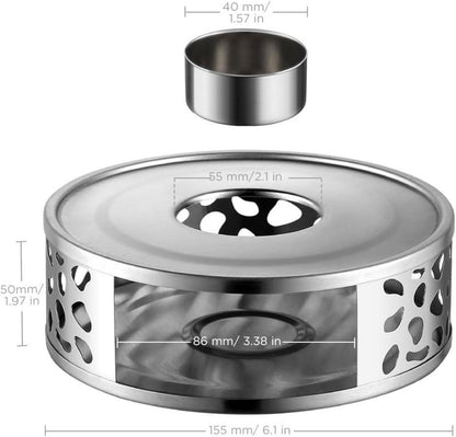 Stövchen Teewärmer Kaffeewärmer Edelstahl Teelichthalter Silber