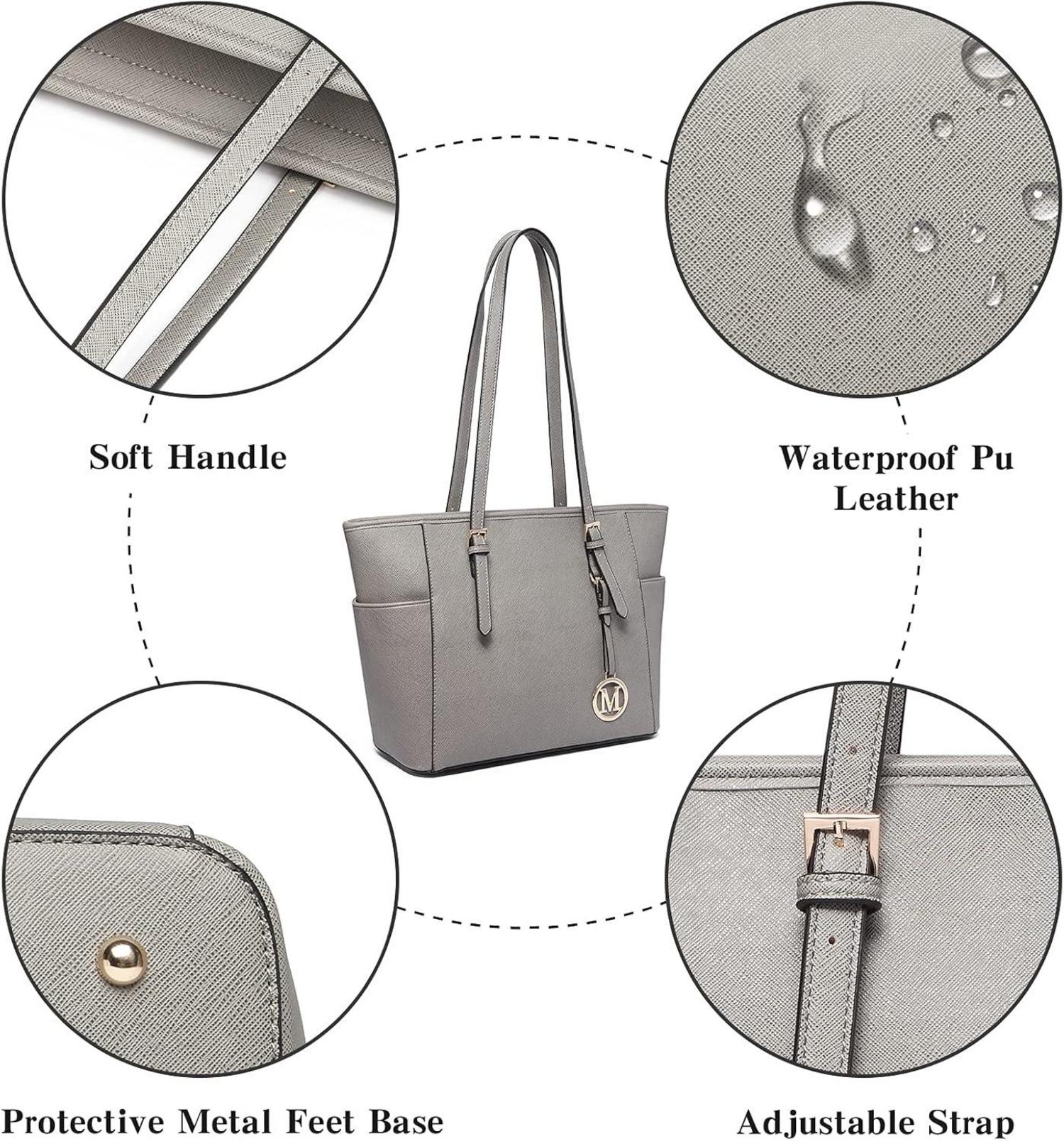 Große Damen Handtasche Shopper Schultertasche A4-Ordner Tablet Schwarz