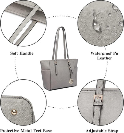 Große Damen Handtasche Shopper Schultertasche A4-Ordner Tablet Schwarz