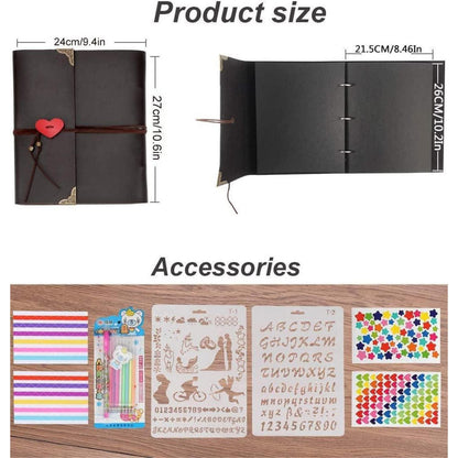 Scrapbook Fotoalbum Leder Retro DIY Vintage Schwarze Seiten