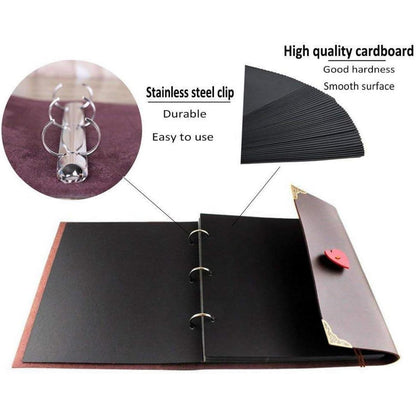 Scrapbook Fotoalbum Leder Retro DIY Vintage Schwarze Seiten