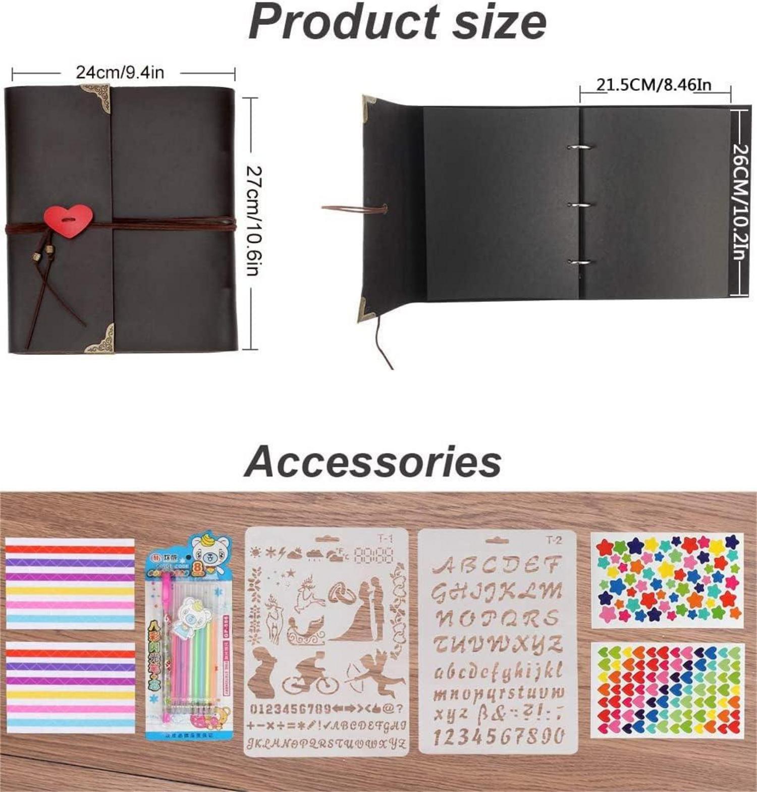 Scrapbook Fotoalbum Leder Retro DIY Vintage Schwarze Seiten