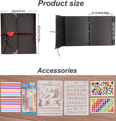 Scrapbook Fotoalbum Leder Retro DIY Vintage Schwarze Seiten