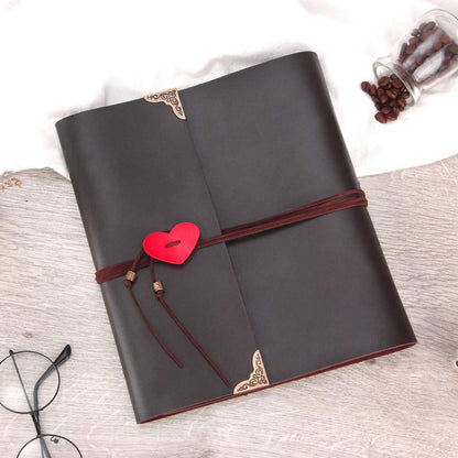 Scrapbook Album Leder Fotoalbum DIY Vintage Schwarze Seiten Fotobuch