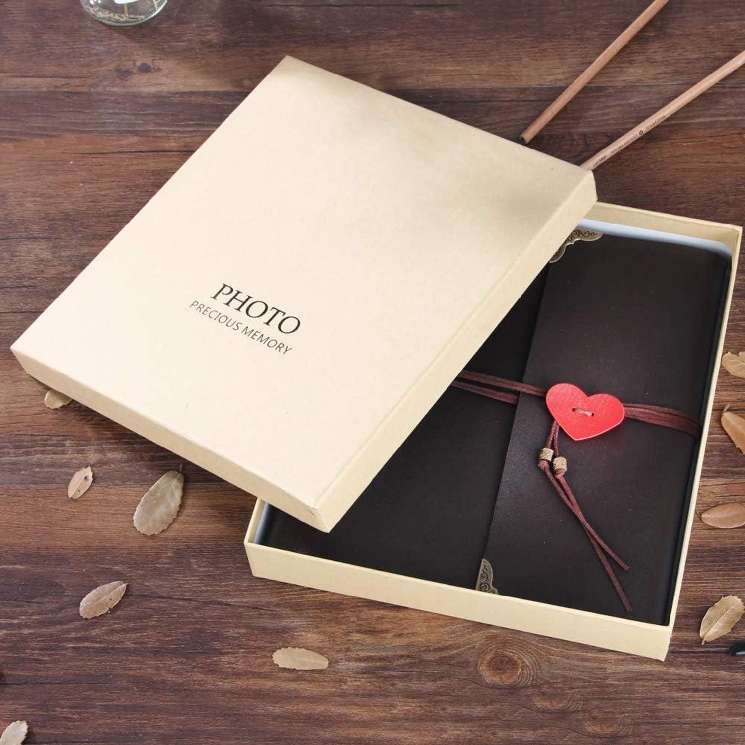 ThxMadam Fotoalbum Leder Scrapbook Hochzeit Gästebuch DIY Vintage Groß Schwarz