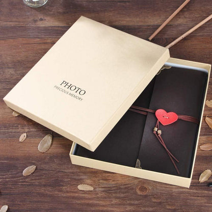 ThxMadam Fotoalbum Leder Scrapbook Hochzeit Gästebuch DIY Vintage Groß Schwarz