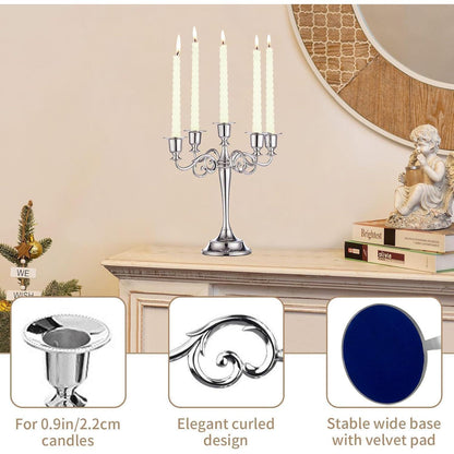 Aluminium Kerzenständer silber Esstisch Deko 5-armig 11*27cm