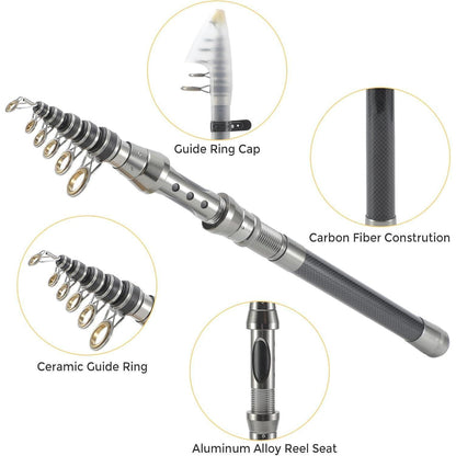 Teleskop Angelrute Combo Kit mit 100M Angelschnur Köder