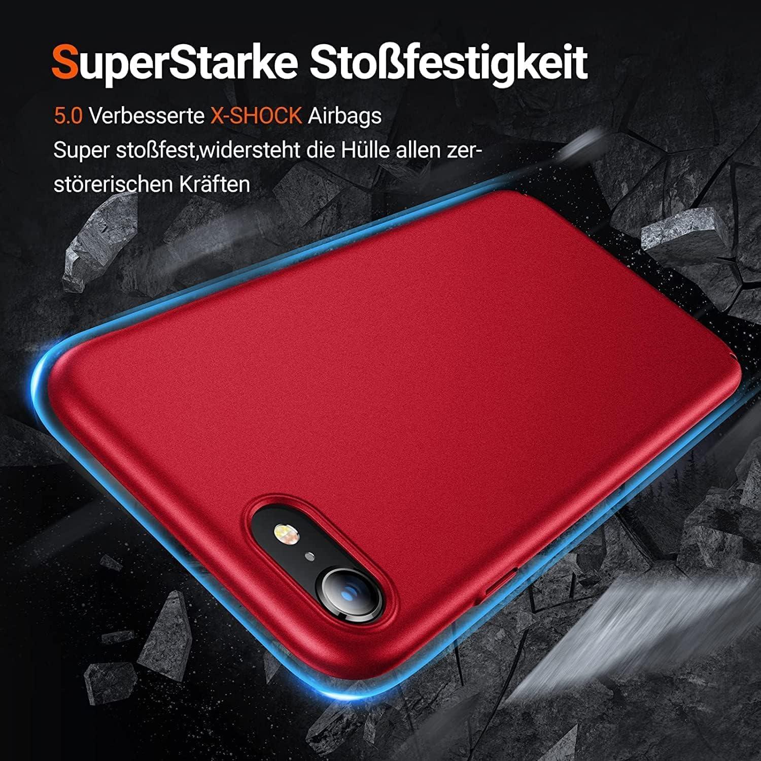 TORRAS iPhone SE 2020 Hülle + Schutzglas Dünn Stoßfest Leicht - Rot
