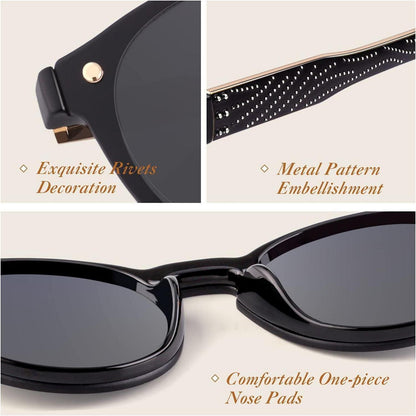 Sonnenbrille Damen Herren Verspiegelt Groß Rund UV400 Schwarz Grau