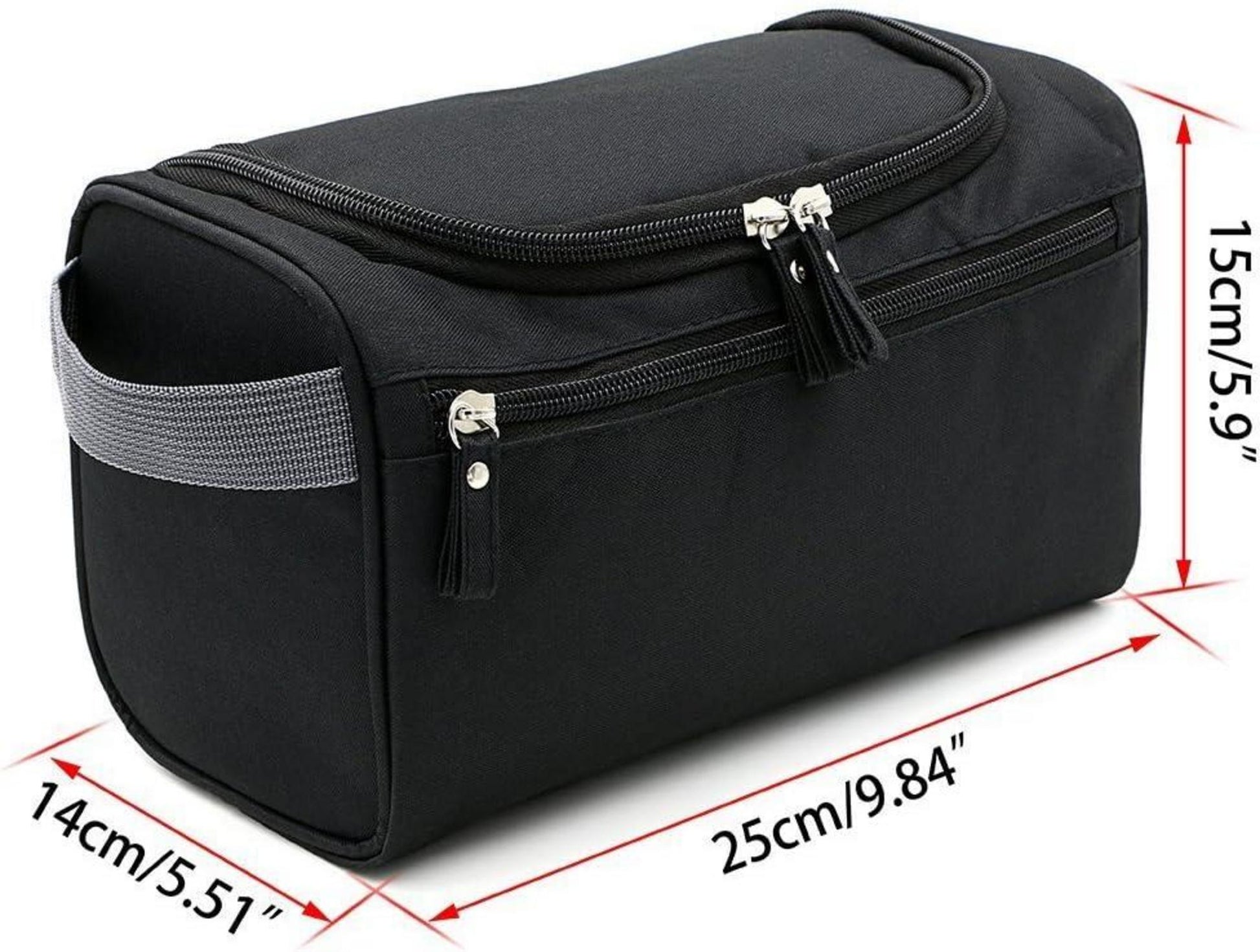 ONEGenug Kulturbeutel Reise Kulturtasche Aufhängbar Schwarz 5,6L 25x15x15cm