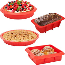 Silikon Backform Set 4 Stück - Kuchen Brot Quiche - Hitzebeständig
