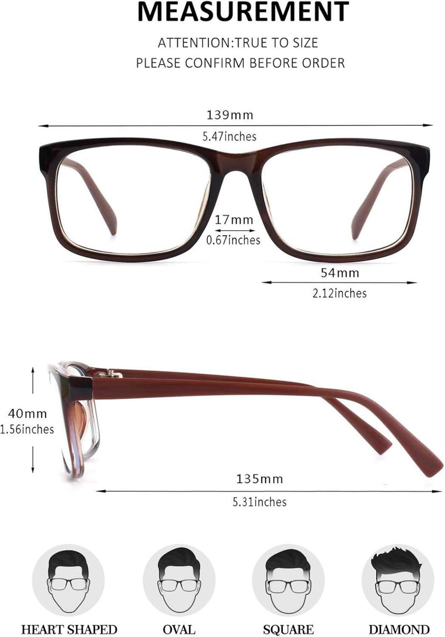 UV400 Schutz Nerdbrille ohne Stärke Damen Herren inkl. Tasche & Tuch