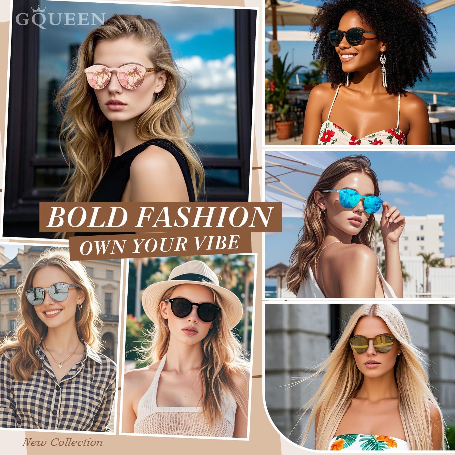 Große Runde UV400 Sonnenbrille verspiegelt für Damen Herren