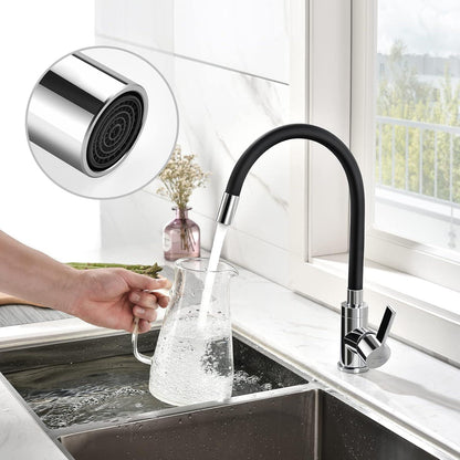 Schwarzer Wasserhahn Küche Flexibler Auslauf 360° Hochdruck