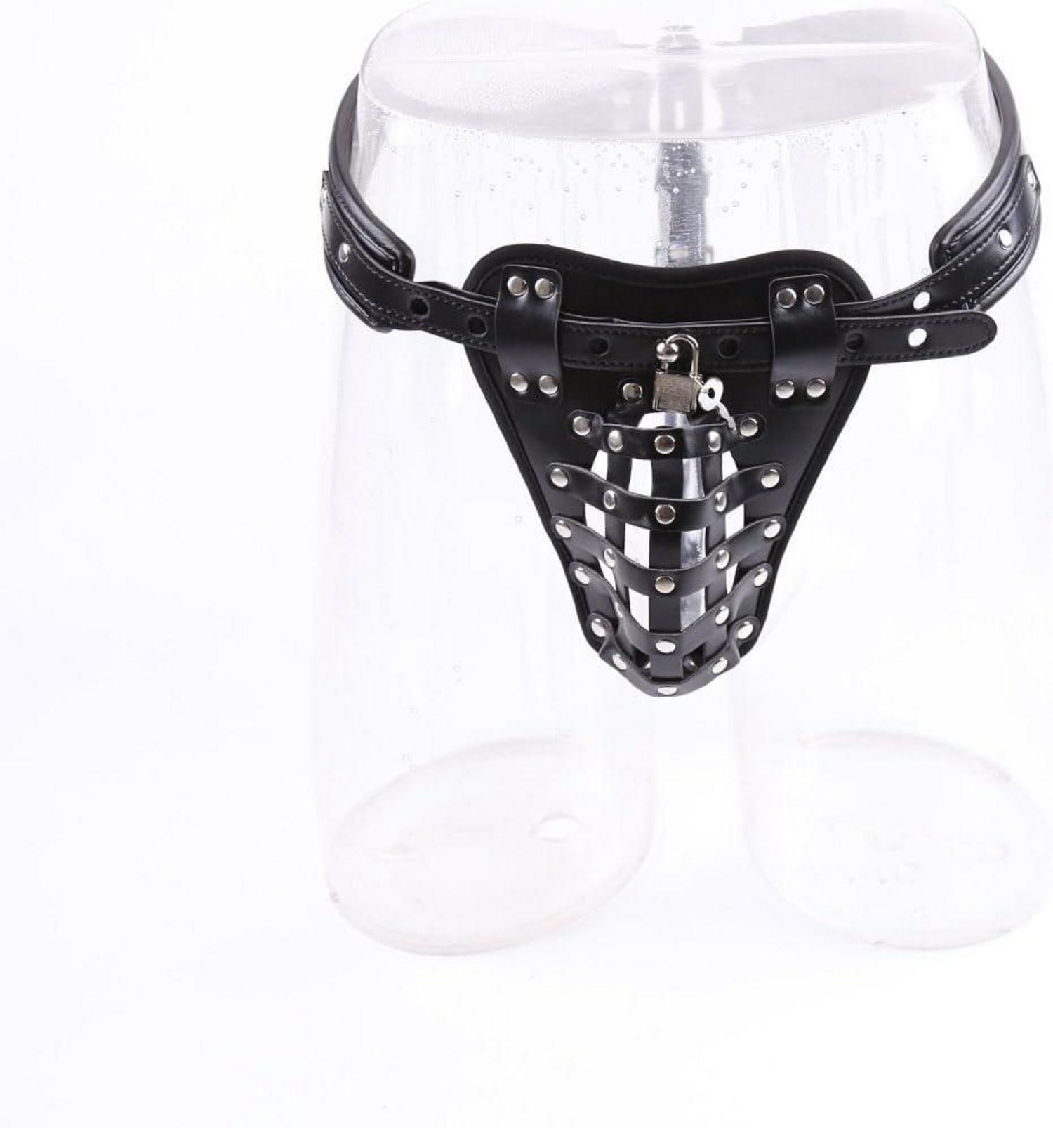 Herren Keuschheitsgürtel Peniskäfig Leder String Bondage SM